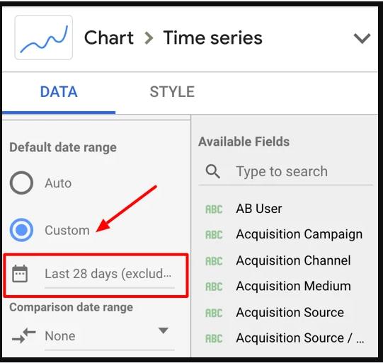 Google Data Studio: Phạm vi ngày của Google Analytics